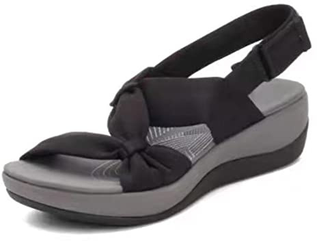 Women's Dr.Care Orthopedic Arch Support Reduces Pain Comfy Sandal, Orthopedic Sandals for Women Arch Support, Comfortable Good Arch Support Strappy Walking Sandals for Women (Black, 4.5)