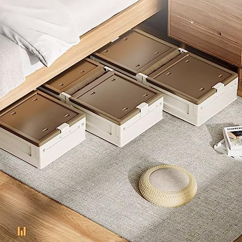 SXHEYUY Unterbettkommode Unterbettbox mit Rollen, Aufbewahrungsbox mit Rollen, Unterbettkommode mit Rollen, Unterbettbox Unterbett Aufbewahrungsbox Deckel geteilt, mit Clip-Verschlüssen,Clear,20cm