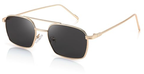FEISEDY Retro 70er Jahre Sonnenbrille Quadratisch Damen Herren Vintage Brillen mit Metallrahmen UV400 Schutz B1036