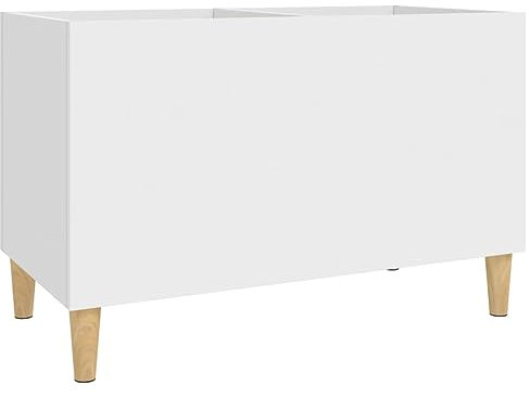 Tidyard Skivhållare, CD-hållare, skivspelarstativ, multifunktionsskåp, vardagsrumsmöbler, bokhylla för vardagsrum, förvaringsskåp, vit 74,5 x 38 x 48 cm i flerskiktat trä