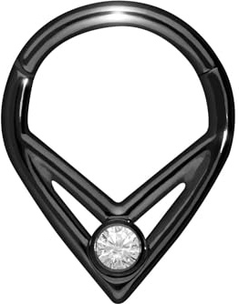 PIERCINGLINE Segmentring Clicker spitz mit Kristall aus Titan - Piercing für Nase, Septum, Ohr, Helix oder Tragus in 4 Farben