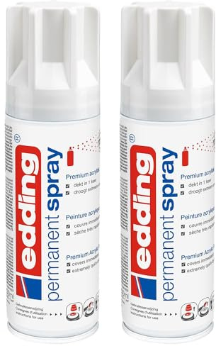 EDDING Lot de 2 Sprays 200ml Peinture Acrylique Permanent 5200 Trafic Blanc brillante