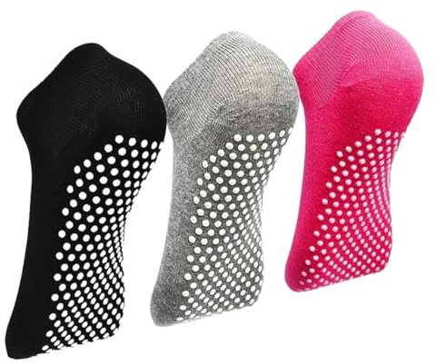 ARERWA Yoga Stoppersocken Damen 35-46, rutschfest mit Noppen für Pilates | Rutschfeste Yoga- und Pilates-Socken, 3 Paar, Noppen-Sohle, für Fitness, Ballett, Zuhause, Krankenhaus u.v.m.