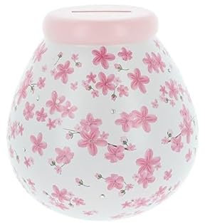 Pot of Dreams Hand Painted Pink Flower Save And Smash Handcrafted White Color Ceramic Money Box Piggy Bank | Perfect Decorative Gift and Saving for Self Care & family Vacation