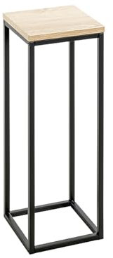 möbelando Blumentisch >52567< in Eiche, schwarz, MDF, Metall - 19x54x19cm (BxHxT)