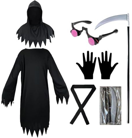Cosplay de la Parca, Traje de la Parca | Vestido con capucha de lujo Disfraz de cosplay de Halloween Capa Capa | Cosplay de Halloween, vestido de hoz, capa de capa