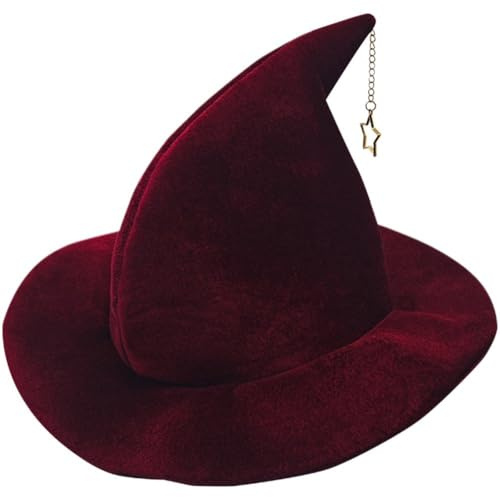 HiyyFloy Hexenhut Sternanhänger, Spitzer Zaubererhut, Anziehhüte, Plissierter Hexenhut, Cosplay-kostüm Für Halloween, Zubehör