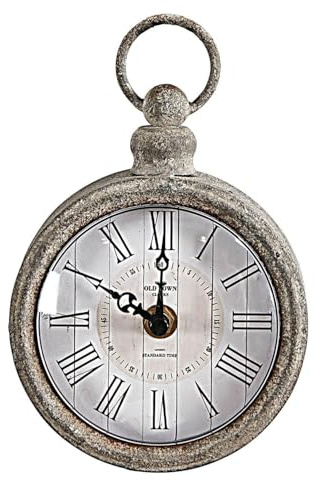 Loberon Uhr Vivacique, Vintage-Design, Römische Ziffern, Kunstvoll Gestaltet, Zeitmesser, Wohn-Accessoire, Eisen, antikgrau