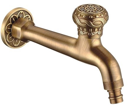 SXWYLZ Robinet Jardin Vintage Robinet Exterieur Laiton Robinet Mural Extérieur Long Applique Mural Robinet de Jardin Extérieur Robinet Evier Exterieur de Jardin