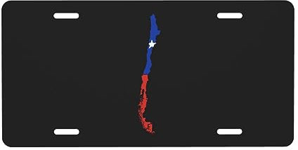 Placa de matrícula con Mapa del Terreno de Chile para la Parte Delantera del Coche, Placa de matrícula de 6 x 12 Pulgadas, Placa de Metal para Coche, Etiqueta Decorativa novedosa y vanidosa