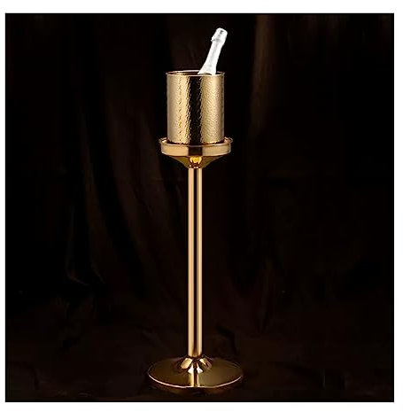 Wfxjyg2223 Beverage/Ice Bucket Hammered Ice Bucket with Stand, Large Stainless Steel Floor Standing Ice Cooler Bucket for Beer, Wine Chiller, Outdoor or Indoor Use Beverage Tub(Silver)