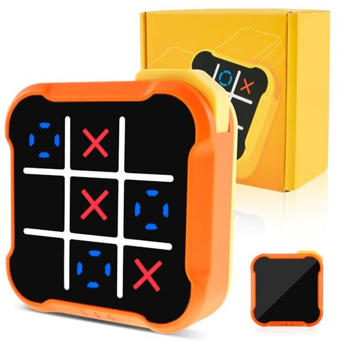 Gatphy Toe Bolt Game, 3-in-1 Electronic Memory Games Noughts and Crosses Game Electronic Tic Toe Travel Family Party Games for Educational and Memory Growth 3+ Year Old Kids Adults (Orange)