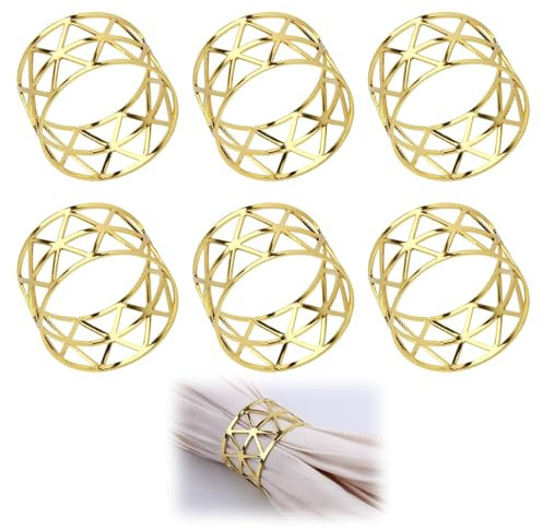 Anillos servilletas de Metal Doradas, Elegantes Hebillas para Decoración de Mesa en Bodas, Cenas, Aniversarios, Navidad,6 Unidades