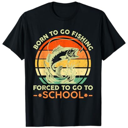 Kids Fishing T-Shirt Funny Born to Go Fishing School Boys T-Shirt