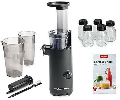 Betty Bossi - Slow Juicer Compact 40259 – Leiser Saftentsafter für Obst & Gemüse – Kaltpress-Technologie für Nährstoffschonung – Kompakte Größe, einfache Reinigung, inkl. Saft- und Tresterbehälter