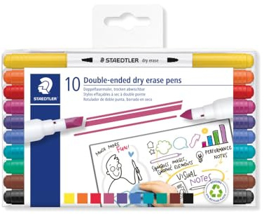 STAEDTLER STAEDTLER 3010 Doppelfasermaler, trocken abwischbar, 10 Doppelfasermaler, 3010 TB10