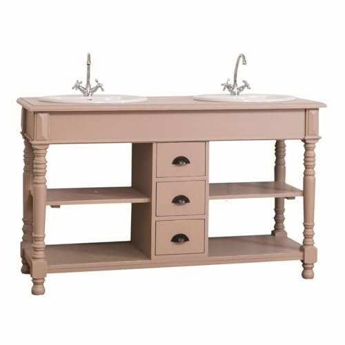 Casa Padrino Landhausstil Doppel Waschtisch mit 2 Waschbecken Hellbraun 150 cm
