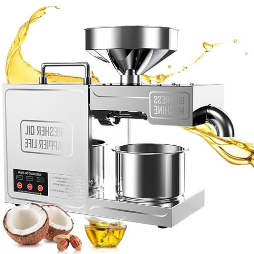 Electric Seed Oil Press Machine for Home Use, Cold Press Technology with Digital Display, Ideal for Extracting Coconut, Sunflower, Peanut, Almond, and Soybean Oils
