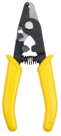 Herramienta peladora de fibra óptica multifuncional de 125 um y 3 mm de capacidad, alicates para pelar cables, construcción de metal, asas amarillas, herramienta óptica de fibra de agarre cómodo