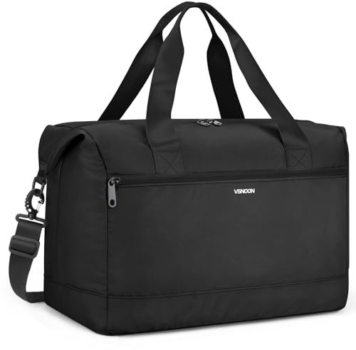 VSNOON Bolsa Viaje 45x36x20 Easyjet, 32L Asiento Inferior Plegable Equipaje | Easyjet Cabin Bag 45x36x20 para Vueling Wizzair, Mujer Bolso Maternidad Hospital Fin Semana Hombre, Negro, L