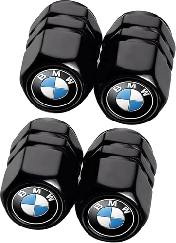4Pcs Valve Pneu Voiture pour BMW X1 X3 X7 X5 X6 1 3 5 6 Series Z4 7 M Series, Résistant à la Corrosion Bouchon Métal Bouchons de Valve Voiture Accessoires, Noir