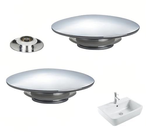 2Pcs Pop Up Sink Plug Replacement, 66mm Chrome Click-Clack Basin Stoppers | Plug Replacement Push Plug, Pop up Sink Waste Stopper for Bathroom Sink Drain, Easy Pop up Basin Plug Replacement Part