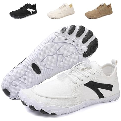 Unisex Barefoot Zapatos de Agua Secado Rápido Zapatos Descalzos Zapatillas de Agua Antideslizante Zapatillas Playa Calzado para Natacion Surf Acuaticas Piscina, Blanco, 42EU