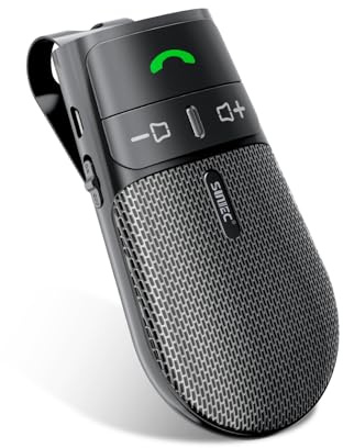 Kit mains libres Bluetooth 5.3 pour voiture, haut-parleur de voiture, kit mains libres pour pare-soleil, double téléphone, support Siri Assistant avec micro, allumage automatique, compatible avec