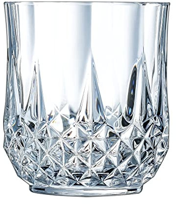 CRISTAL D'ARQUES Éclat Paris - Collection Longchamp - 6 Gobelets 32cl en Kwarx - Brillance, Transparence et Haute Résistance - Moulures Iconiques - Fabriqués en France