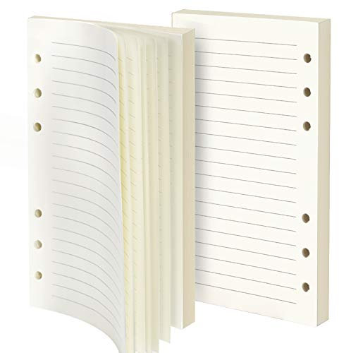 Purture Nachfüllpapier, liniertes Nachfüllpapier, A6-Nachfüllpapier, Leder-Tagebuch-Nachfüllpackungen, liniert, 6-Loch-Einsätze, 160 Blatt (320 Seiten) für A6-Binder, 160 Blatt, 160 Blatt Seiten)