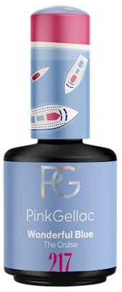 Pink Gellac UV Gel Nagellack - 217 Wonderful Blue 15 ml - Lang Anhaltend UV Nagellack Blau - Gel UV für 14 Tage Nägel in Salonqualität - Made in Holland
