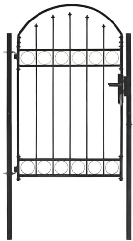 vidaXL Cancello per recinzione con parte superiore ad arco in acciaio 104x150 cm nero