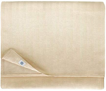 Linen & Cotton Elegante Jacquard Streifen Tischdecke Stoff Tischtuch Tischwäsche Jasmine - 48% Leinen, 52% Baumwolle, Creme (150 x 350 cm) Lang Rechteckig für Hochzeit Deko Restaurant Cafe Hotel Party