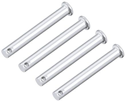 sourcing map 4 Stück Steckbolzen Gabelkopf Rundbolzen Einloch Flachkopf, 8mm X 90mm Splintstift Verzinkung Massiver Stahl Lochbolzen