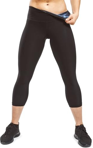 Sweat Shaper Women's Sauna Leggings Compression High Waist Yoga Pants Thermo Sweat Capris (Black, X-Large)
