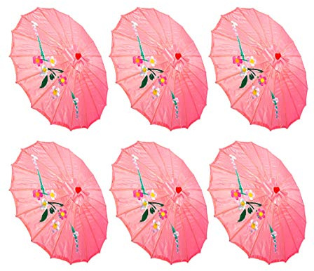 TJ Global PACK OF 6 Japanese Chinese Kids Size 22 Umbrella Parasol For Wedding Parties, Photography, Costumes, Cosplay, Decoration And Other Events - 6 Umbrellas (Pink)