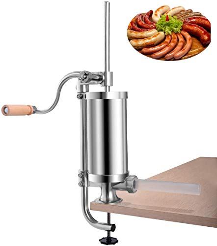 RELAX4LIFE 1,5kg Wurstfüller manuell, Wurstmaschine aus Edelstahl, Wurstfüllmaschine inkl. 4 Füllrohre, Wurstpritze mit Tischklemme, Sausage Maker, Wurstpresse für Metzgerei, Küche, Restaurant, Silber