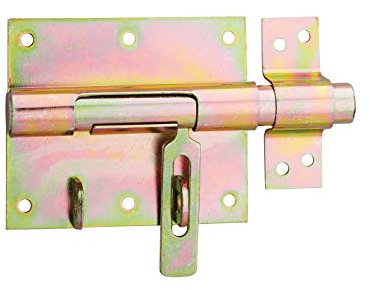 THIRARD - Catenaccio con Perno Ø 12 mm - Porta-Lucchetto in Acciaio - Piastra e Gancio Curvato - Perno Rotondo Scorrevole - Sicurezza per Box e Cancelli - Finitura Zincata - Giallo