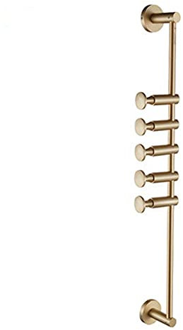 WEII Garderobe Massiv Messing Kleiderständer Wandbehang Dekoration Wohnzimmer Schlafzimmer Drehbar Einstellbar Kleiderbügel Handtuchhalter (Gold,5 Hooks)