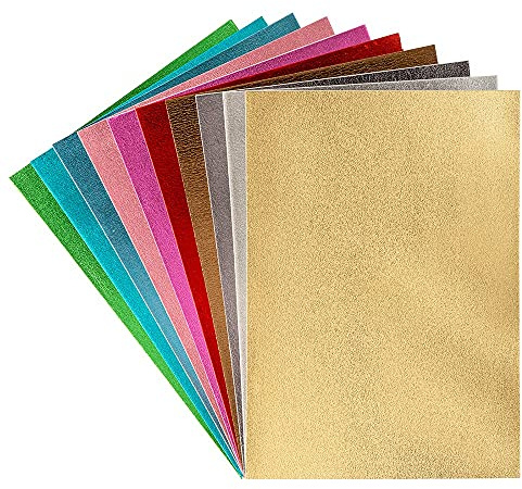 Ideen mit Herz 10 Bogen Moosgummi | Selbstklebend | Metallic-Effekt/Design 1 | DIN A4 | 2 mm | 10 Farben | hellgrün, türkis, hellpetrol, altrosé, flieder, rot, bronze, grau, silber, hellgold