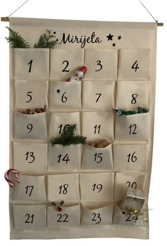 Personalisierter Adventskalender zum Befüllen | Weihnachtskalender mit Name Kinder, Männer & Frauen | Groß, wiederverwendbar, handgefertigt aus Stoff