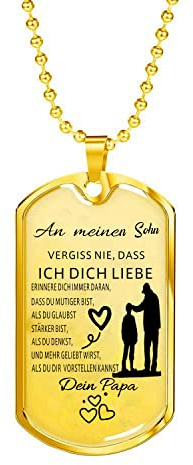 AITENME Dog Tag Kette Für Meinen Sohn Von Mama,Schmuck Herren Halskette Geschenke