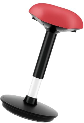 FLEXISPOT BH4R Tabouret Pivotant, Chaise Ergonomique Réglable en Hauteur, Housse Assis Debout Dynamique pour la Santé du Dos, pour Atélier, Maison, Capacité de Charge 136kg, Coussin Rouge+Pied Noir