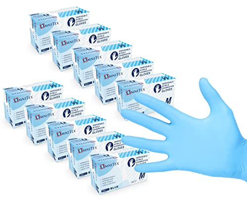 Omnitex Case of 2000 Premium Disposable Blue Nitrile Gloves | Powder Free | Latex Free | Ambidextrous | Food Safe | EN455 EN374 EN420 | CE & UKCA Cat3 grade (Large)