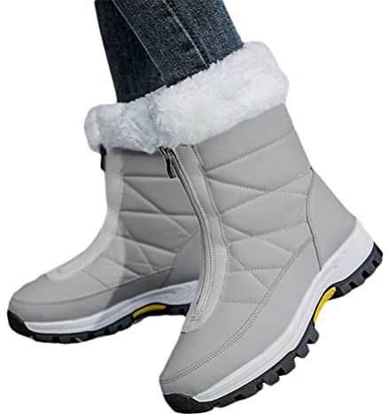ticticlily Bottes de Neige Femme Hiver Imperméables avec Doublure Chaude et Semelle en Caoutchouc Antidérapante pour Marcher Faire de la Randonnée et du Ski A Gris 39 EU