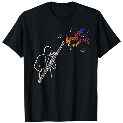 Fagottist spielt Fagott mit bunten Musik Noten T-Shirt