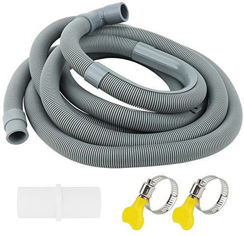 NGOSUET Ablaufschlauch Verlängerung Set, 3,5M Waschmaschinenschlauch, Abwasserschlauch mit Schlauchverbinder und 2 Schlauchschellen, Ø 22mm Ablaufschlauchverlängerung für Waschmaschine Spülmaschine