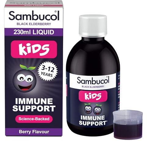 Sambucol Natural Black Elderberry Kids Liquid | Vitamin C | Immune Support Supplement | 230ml