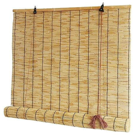 zhijiaqian456 Tende a Rullo,Tende in Reed Naturali,Tenda a bambù,ende Romane di Sollevamento retrò,Interni/Esterni/Giardino/Finestra,Personalizzate (120 x 300 cm)