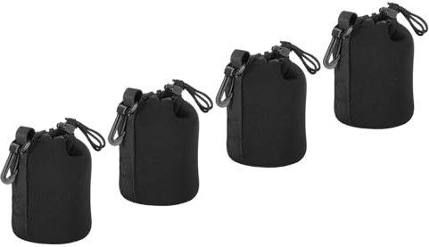 PATIKIL Kameralinsväska, draglinspåse med tjock skyddande neopren, linsfodral för DSLR-kamera, lins, Svart, 3.5 ID x 5.5 H, Modern